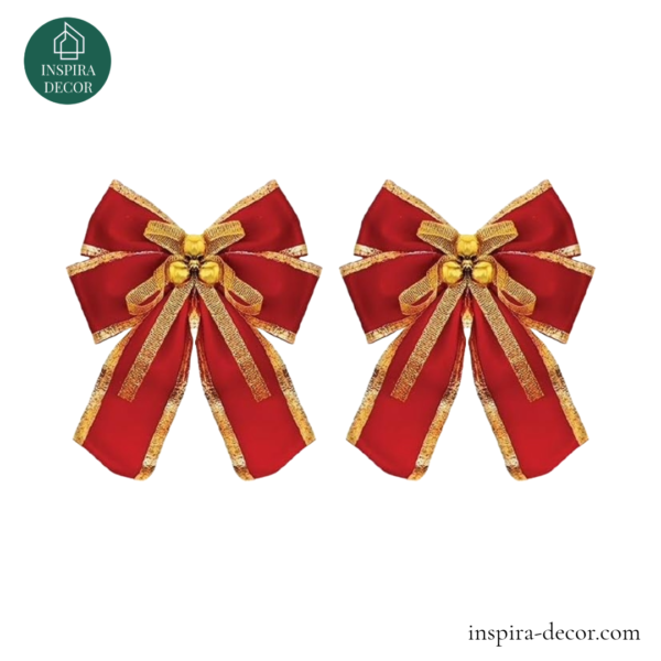 Kit 10 Enfeites de Natal Laço Dourado 11,5 x 13,5cm