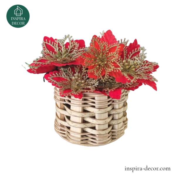 Vaso Decorativo Flor de Natal Vermelha Luxo - Cachepot Natalino
